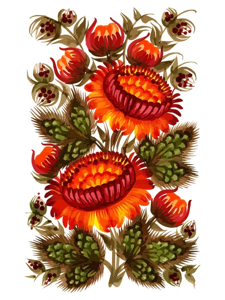 Rode decoratieve bloemen — Stockvector