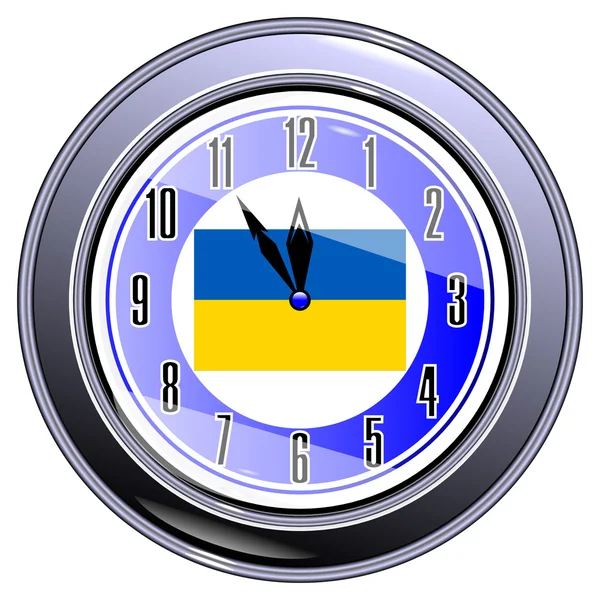 Horloge avec un drapeau de l'Ukraine — Image vectorielle