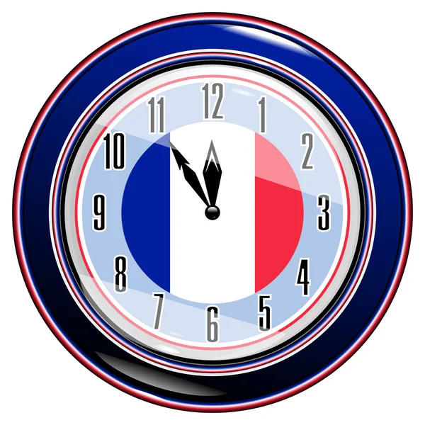 Klok met een vlag van Frankrijk — Stockvector