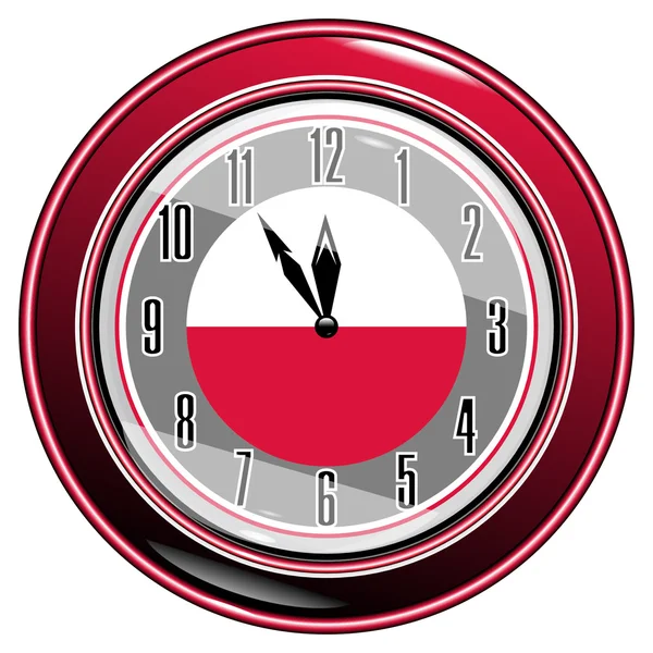 Reloj con bandera de Polonia — Vector de stock