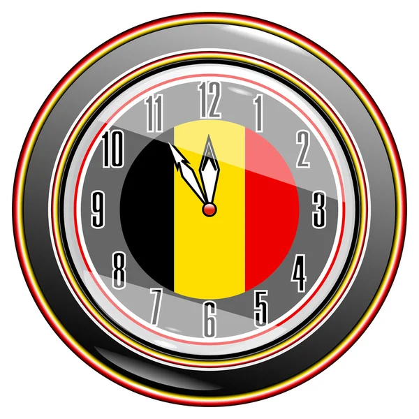 Reloj con bandera de Bélgica — Vector de stock