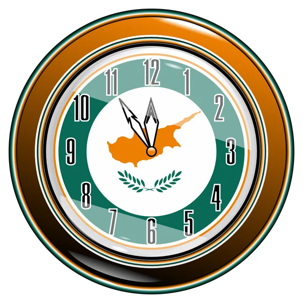Uhr mit der Flagge Zyperns — Stockvektor