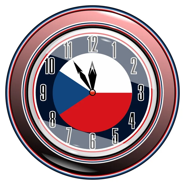 Horloge avec un drapeau de la République tchèque — Image vectorielle
