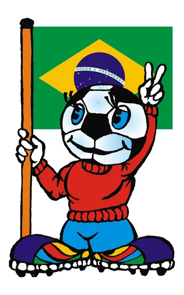 Futebol com bandeira de Brasil vector — Vetor de Stock