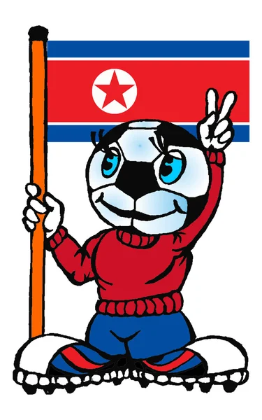 Ποδόσφαιρο με μια σημαία της Βόρειας Κορέας διάνυσμα — Διανυσματικό Αρχείο