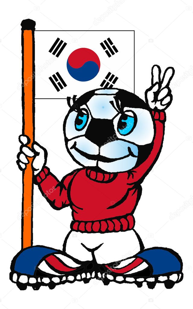 Football with a flag of South Korea vector