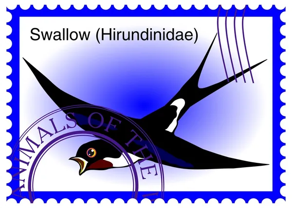 Διάνυσμα σφραγίδα με πουλί "Χελιδόνι (hirundinidae)" — Διανυσματικό Αρχείο