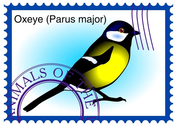 Timbre vectoriel avec oeil d'oiseau (Parus major )" — Image vectorielle
