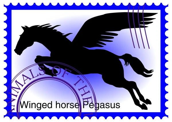 Vector stamp with winged horse Pegasus — Stock Vector
