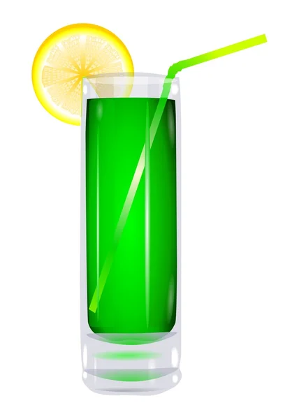 Koktail dalam gelas dengan vektor lemon - Stok Vektor