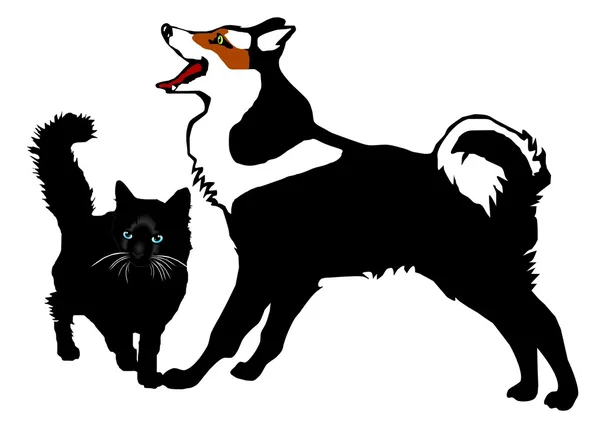 Katt och hund vektor — Stock vektor