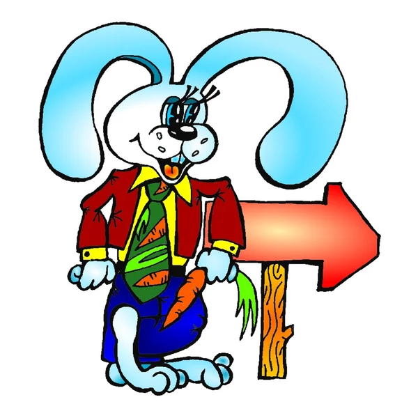 Bílý králík s šipkou vektor — Stockový vektor
