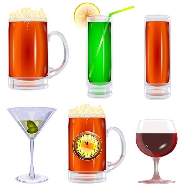 Collection of glasses on a white background vector — Stock Vector
