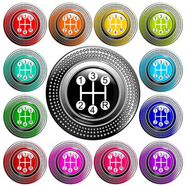 Vehicle's gear color collection vector clipart