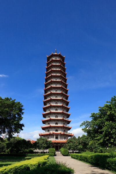 Chinese Pagoda of Xichan temple in Fuzhou,China. Xichan temple dating from thousand years ago is very famous place for buddhism in southeast of China.