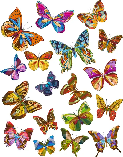 Набор бабочек — стоковый вектор