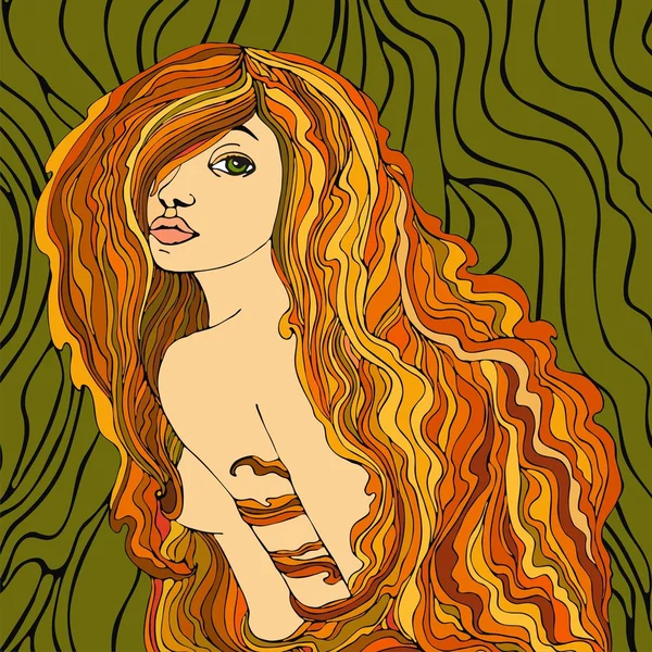 Girl wiht orange hair — Stock Vector