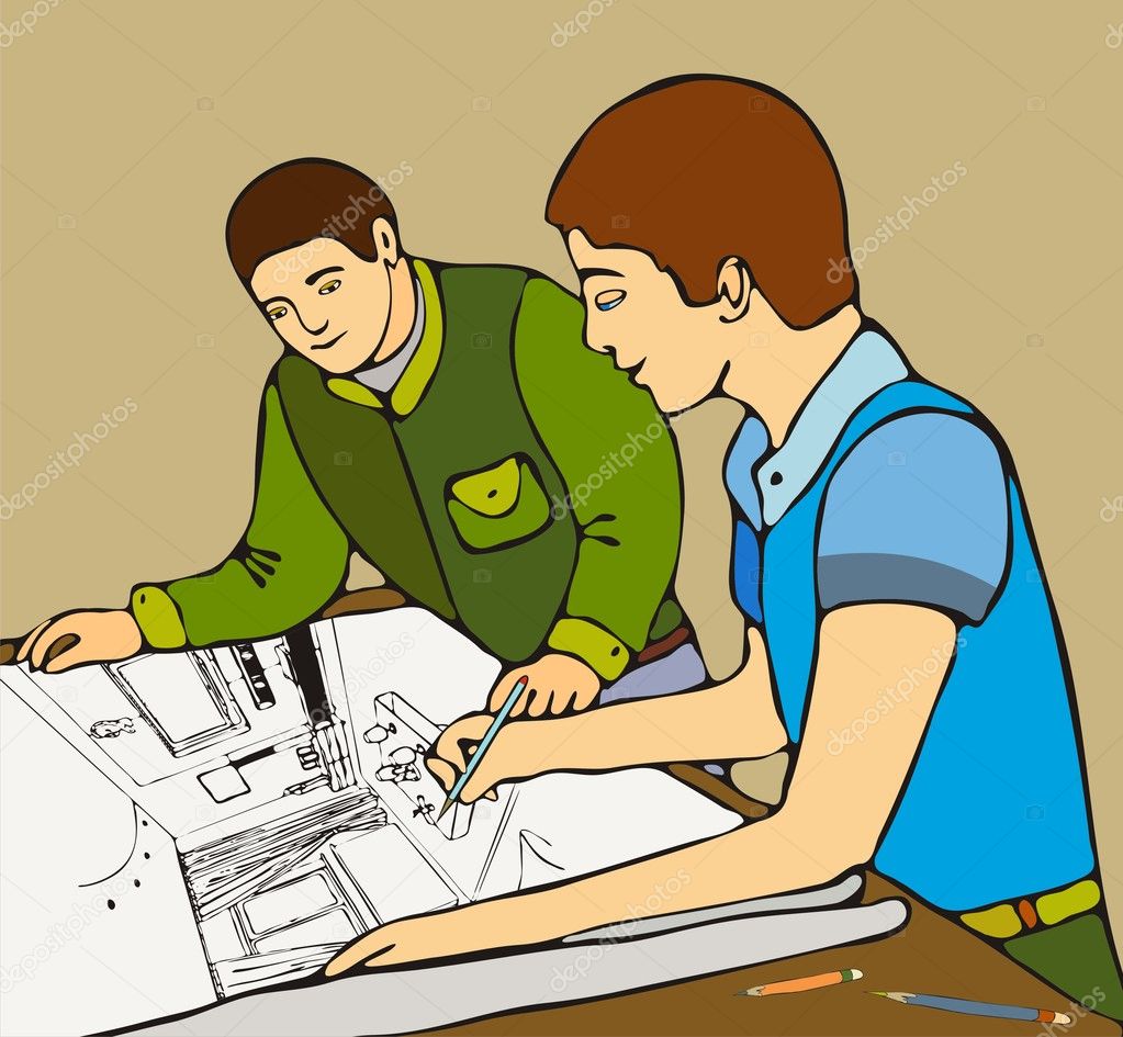 Female interior designer with house plan in office� #2619849 | Clipart.com  School Edition
