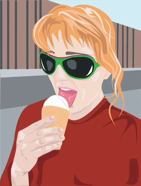 Eating icecream — Stock Vector