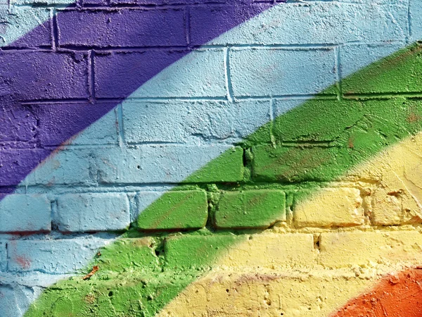 Parede de tijolo arco-íris — Fotografia de Stock