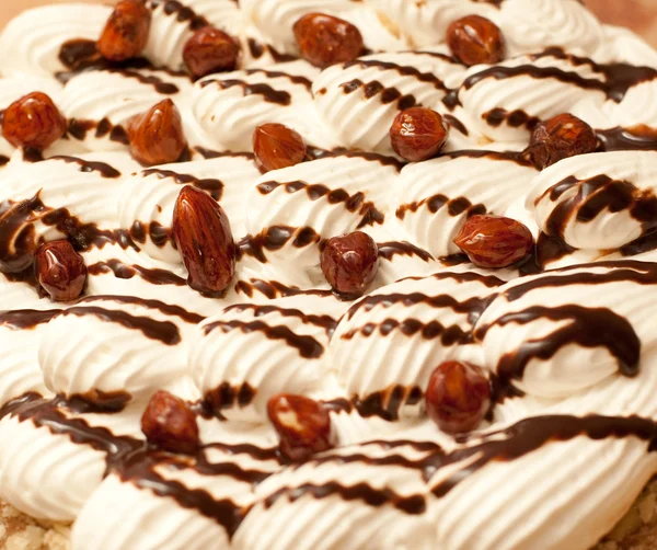 Egy puding, dió és csokoládé Pie Stock Kép