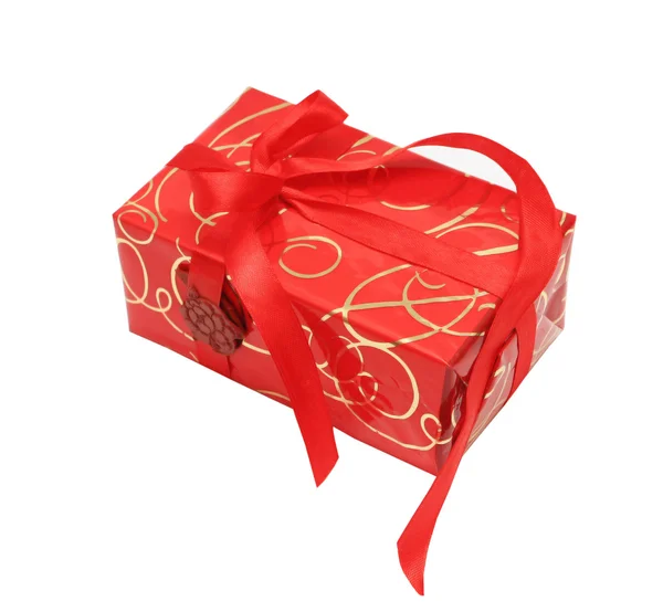 Δώρο σε ένα κόκκινο κουτί — Φωτογραφία Αρχείου