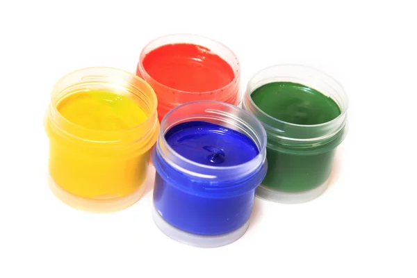 Tintas guache de quatro cores — Fotografia de Stock