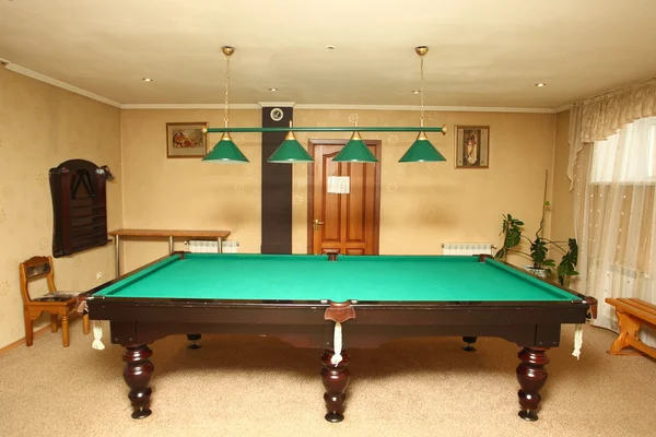 Green table for game in billiards — Stock Photo, Image
