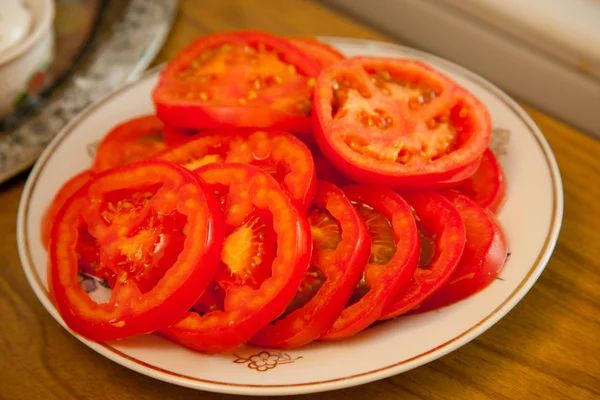 stock image Sliced tomato on a plate