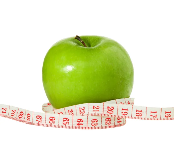 Apfel & Maßband, Diätkonzept lizenzfreie Stockbilder