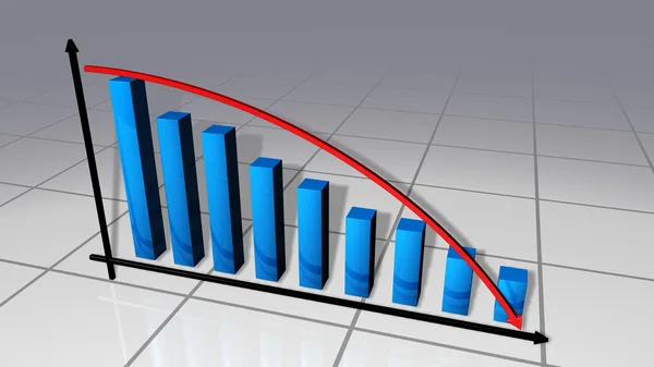 Блакитні смуги і червона крива бізнес діаграма — стокове фото