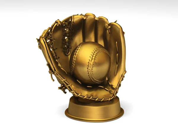Goldener Baseballhandschuh mit Ball — Stockfoto