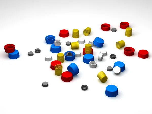 Multi-colored plastic caps — Stock Photo, Image