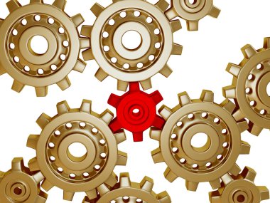 Big golden gears with one red clipart
