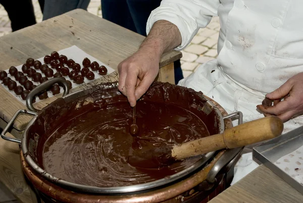 Dark chocolate delicacies maker — Stock Photo, Image