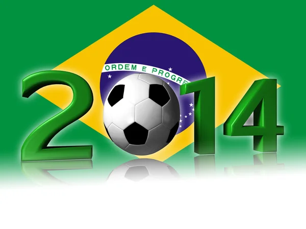 2014 fotbal logo s vlajkou Brazílie — Stock fotografie
