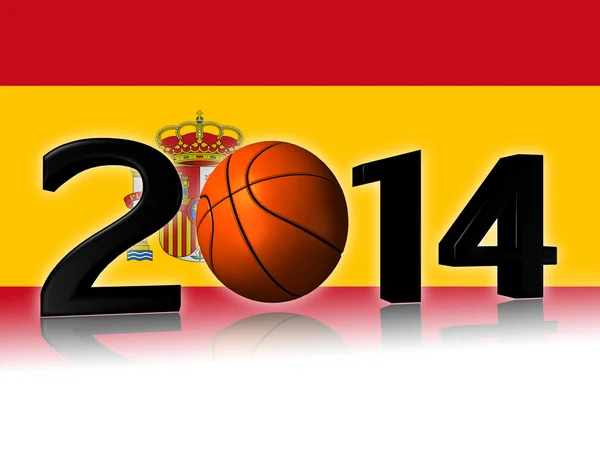 Grande 2014 basquete com bandeira de Espanha — Fotografia de Stock