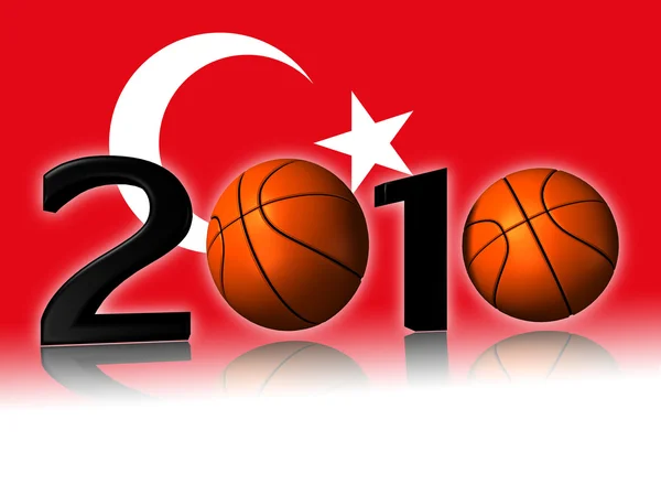 大 2010年篮球与土耳其国旗 — 图库照片