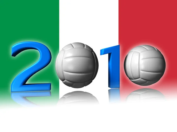 Big 2010 volley logo with italian flag — Stock Photo, Image