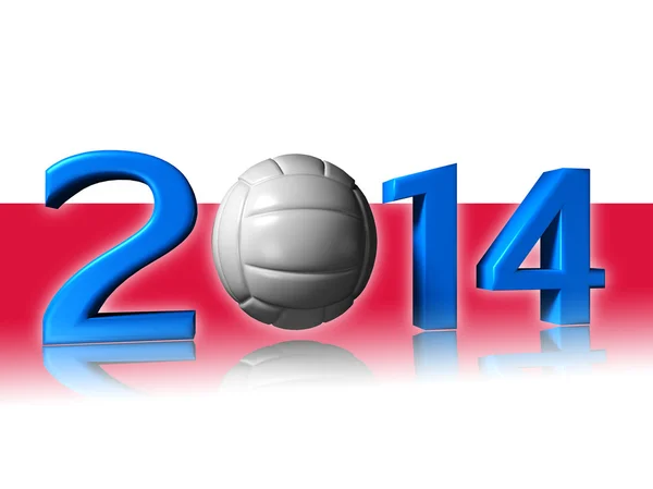 Groot 2014 volley logo met Polen vlag — Stockfoto