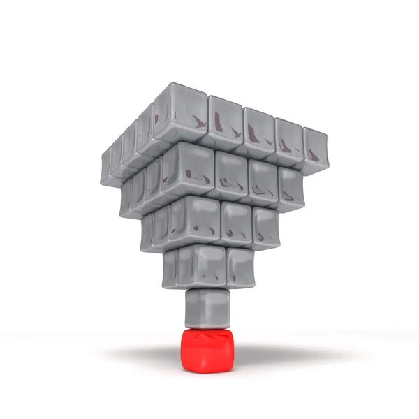 En liten röd låda under massor av grå rutan — Stockfoto