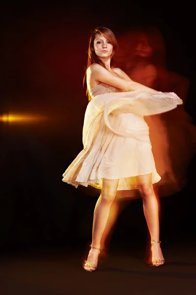 Beautiful young female dancing — Stock Photo, Image