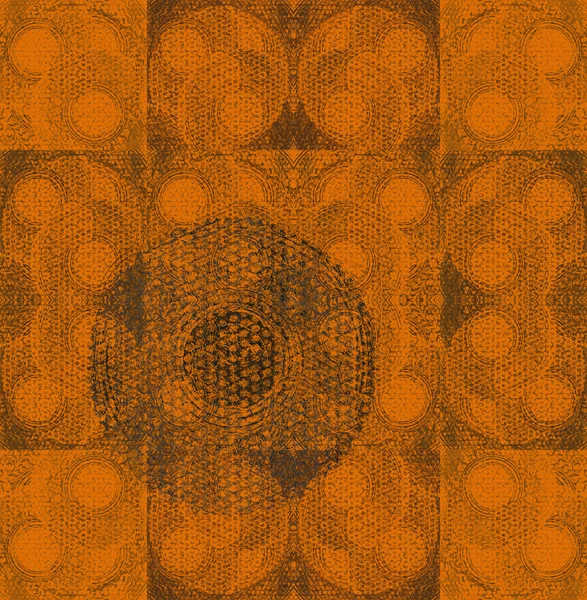 グランジのオレンジ色の装飾的な円の印刷の背景 — ストック写真
