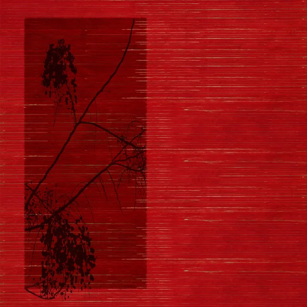 Blossom siluett på färgas rött trä spaltgolv bakgrund — Stockfoto