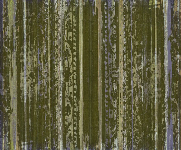 Grungy green scroll work wood stripes — Stock Photo, Image