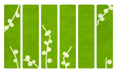 Green wood banners with Japanese branch print clipart