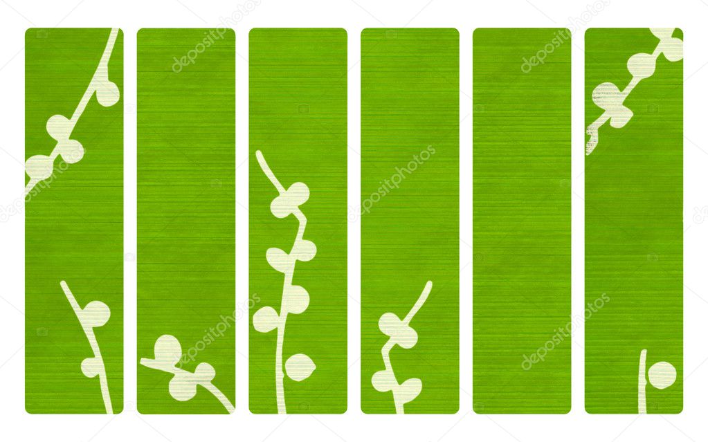 Green wood banners with Japanese branch print