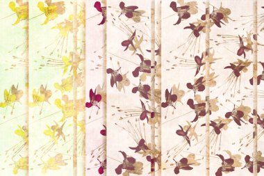 Yellow and aubergine faded floral background clipart