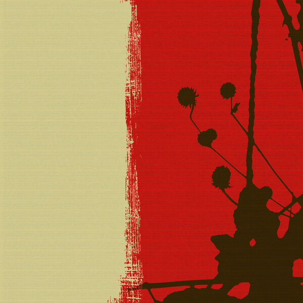 Силуэт семенной головки на ребристом фоне
