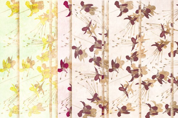 Yellow and aubergine faded floral background